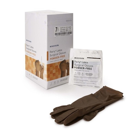 Mckesson Perry, Disposable Gloves, 5.5 mil Palm, Latex, Powder-Free, 7.5, 50 PK, Brown 20-1375N